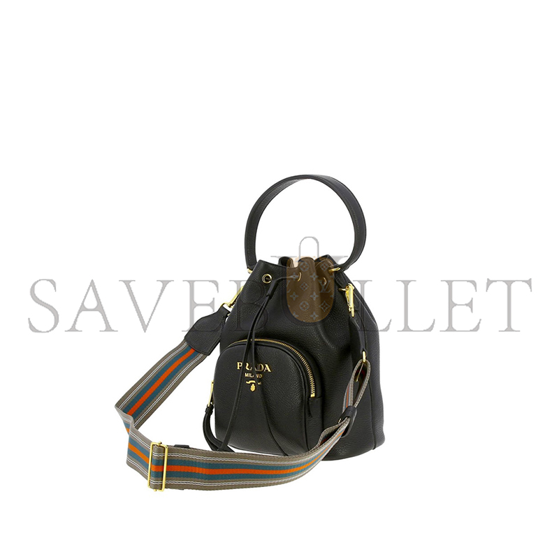Pra*a bucket bag with metal logo and shoulder strap 1be030 (26.5*25*14cm)